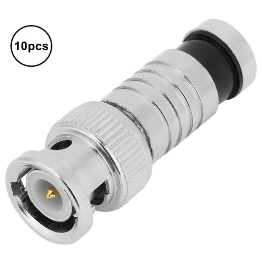 10pcs BNC Compression Male Connector FR Coaxial Q9 Adapter for RG59 CCTV Systems