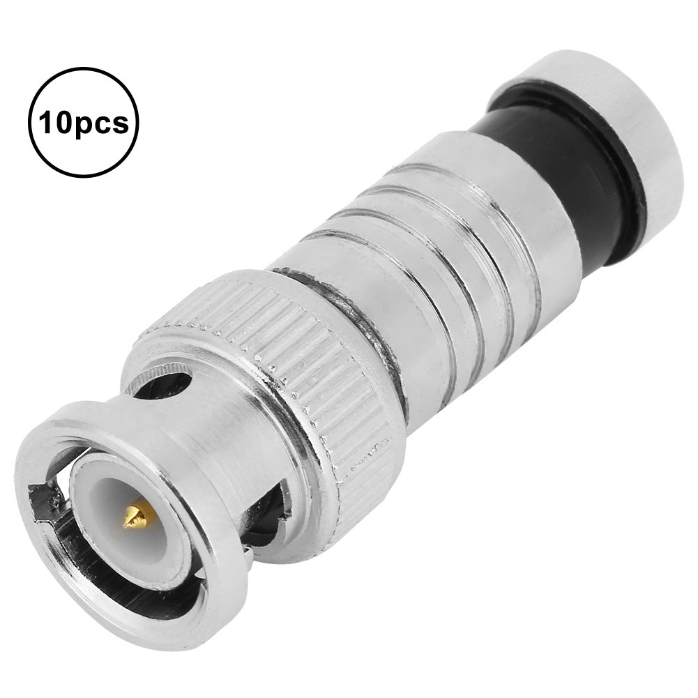 10pcs BNC Compression Male Connector FR Coaxial Q9 Adapter for RG59 CCTV Systems