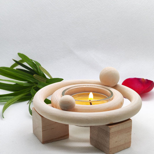 Solar System Theme Wooden Candlestick