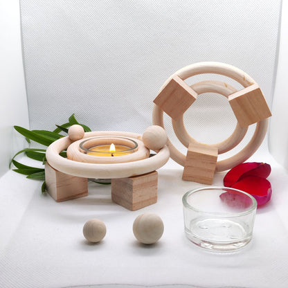 Solar System Theme Wooden Candlestick